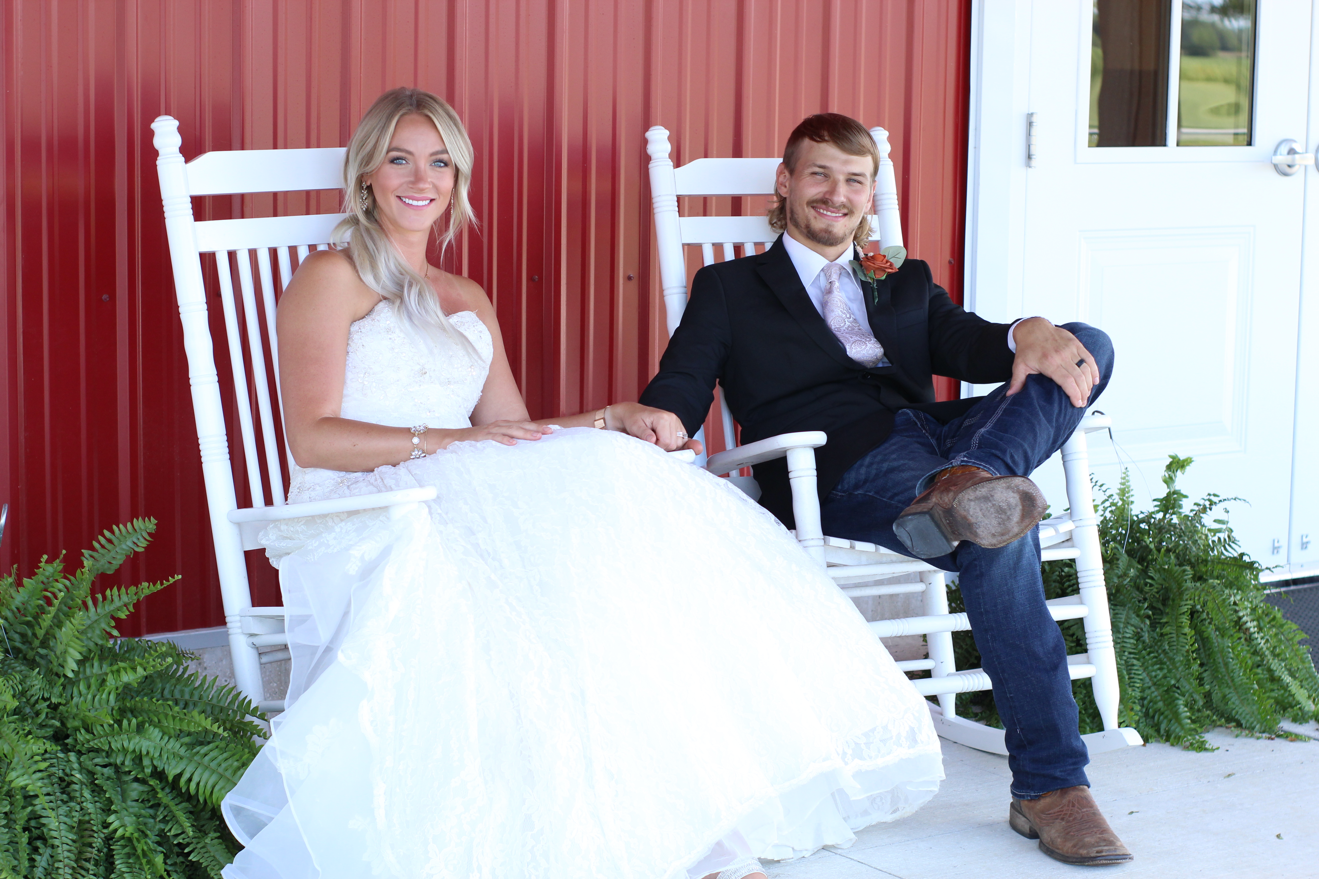 Bride and Groom on the porch