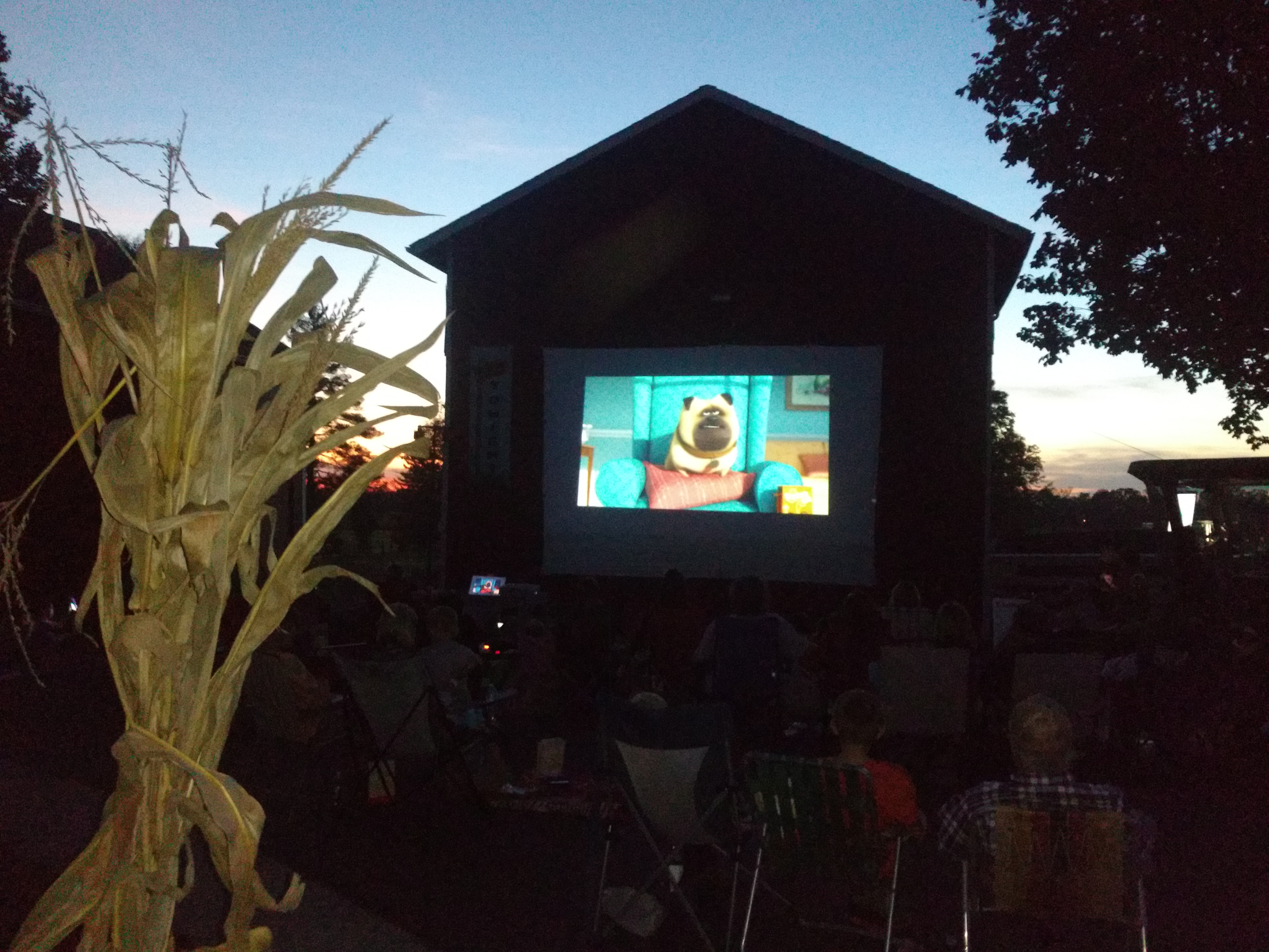 Movie on the side of a barn