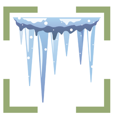 illustrated icicles in a green photo frame