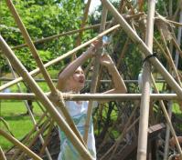 camper working with reeds