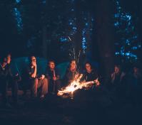 Sitting around a campfire