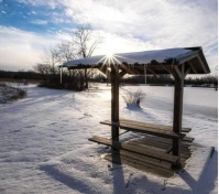 pond table in snow