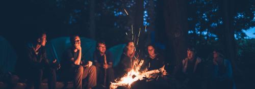 Sitting around a campfire
